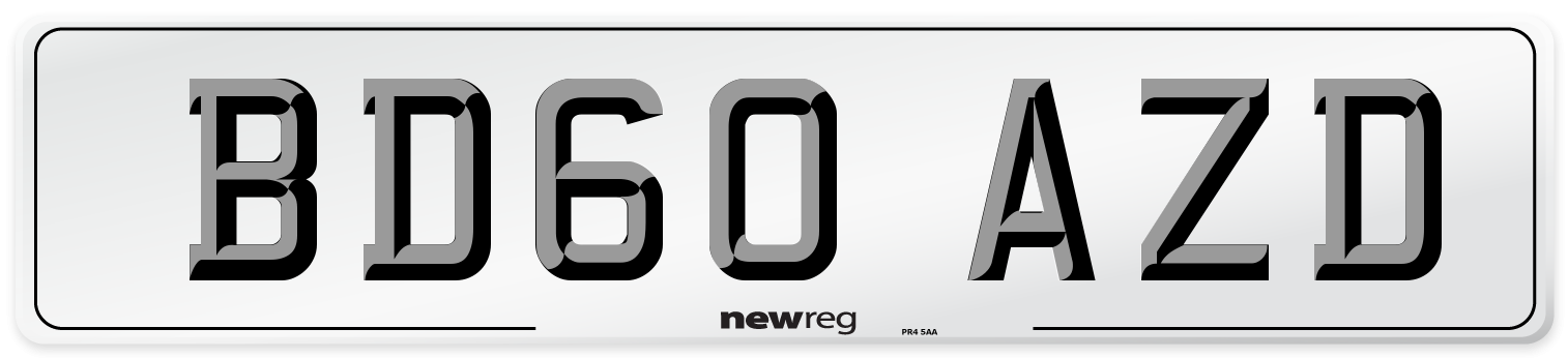 BD60 AZD Number Plate from New Reg